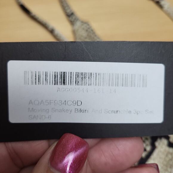 Nasty Gal Womens White Black Snake Print Cut Out Tie Scrunchie Bikini Top Size 2 - Picture 5 of 5